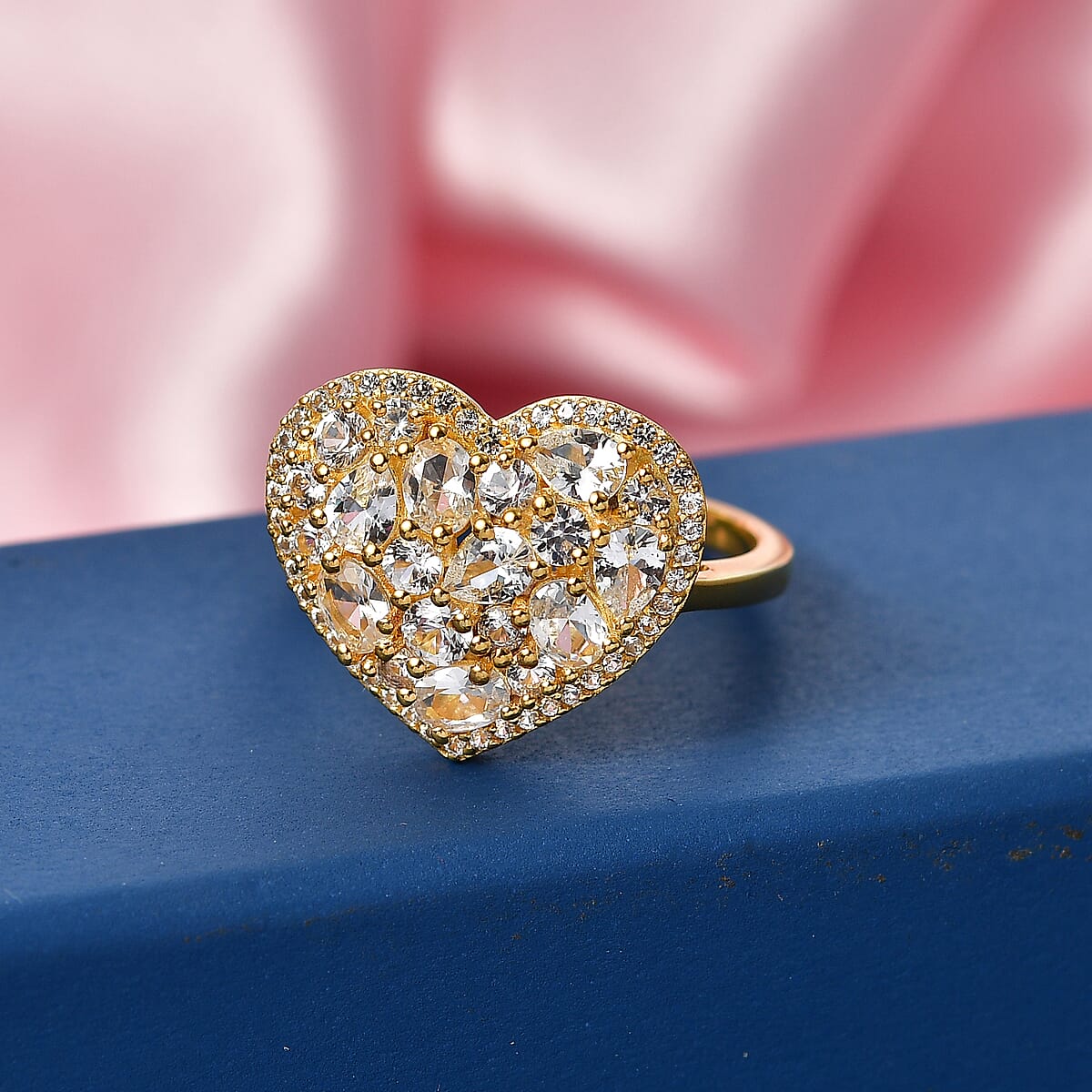 EverTrue Lab Created White Sapphire 2.50 ctw Heart Ring in 18K YG Plated (Size  10.0) image number 1