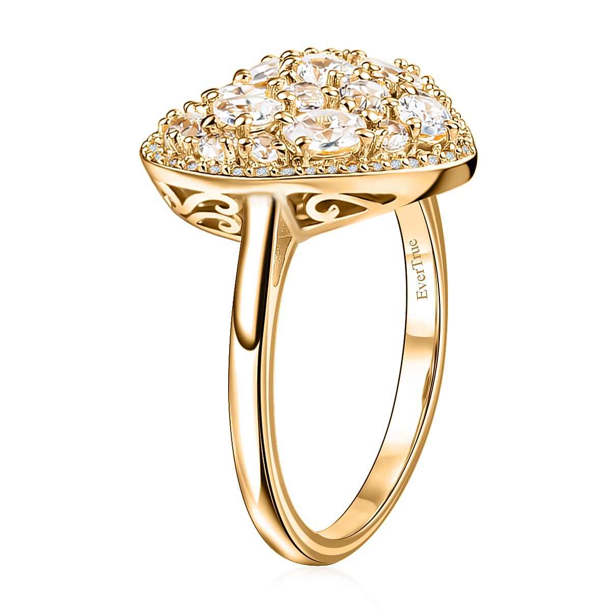 EverTrue Lab Created White Sapphire 2.50 ctw Heart Ring in 18K YG Plated (Size  10.0) image number 3
