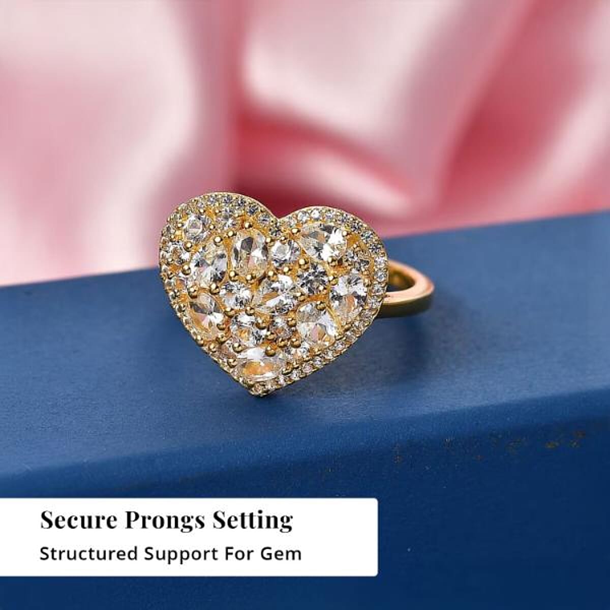 EverTrue Lab Created White Sapphire 2.50 ctw Heart Ring in 18K YG Plated (Size 11.0) image number 3