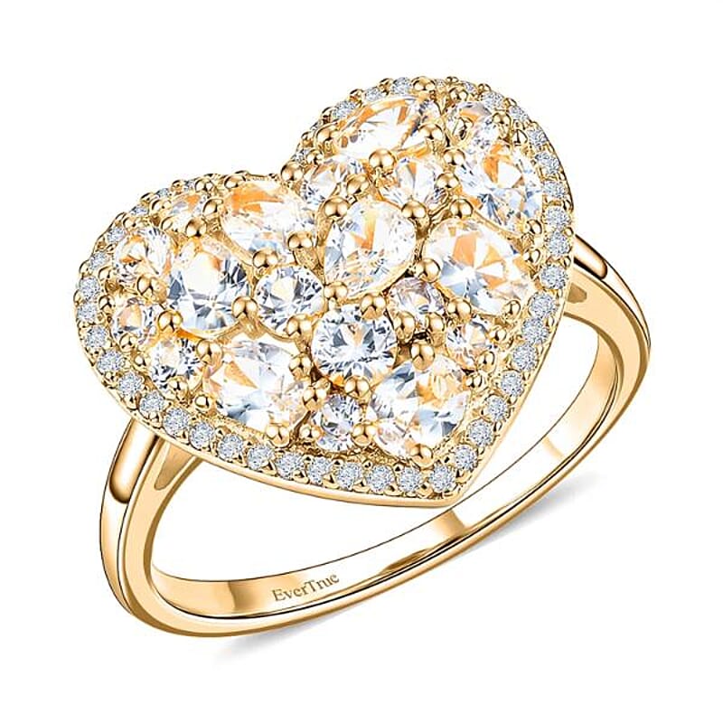 EverTrue Lab Created White Sapphire 2.50 ctw Heart Ring in 18K YG Plated (Size 5.0)