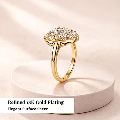 EverTrue Lab Created White Sapphire 2.50 ctw Heart Ring in 18K YG Plated (Size 5.0)