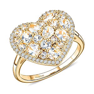 EverTrue Lab Created White Sapphire 2.50 ctw Heart Ring in 18K YG Plated (Size 9.0)