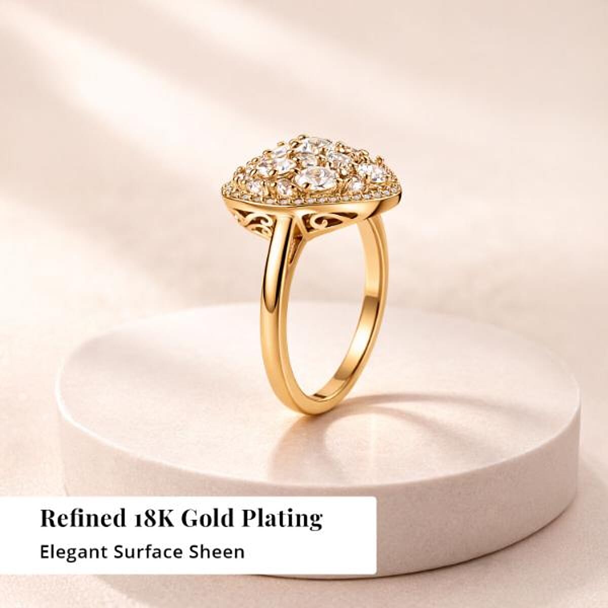 EverTrue Lab Created White Sapphire 2.50 ctw Heart Ring in 18K YG Plated (Size 9.0) image number 2