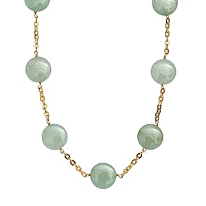 EverTrue Green Aventurine 105.00 ctw Beaded Necklace (24-26 Inches) in ION Plated YG Stainless Steel