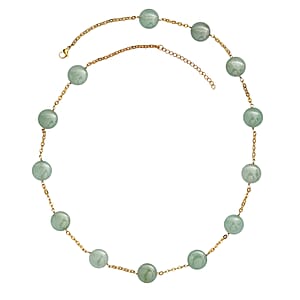 EverTrue Green Aventurine 105.00 ctw Beaded Necklace (24-26 Inches) in ION Plated YG Stainless Steel