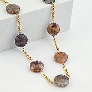 EverTrue Multi Agate 105.00 ctw Beaded Necklace (24-26 Inches) in ION Plated YG Stainless Steel