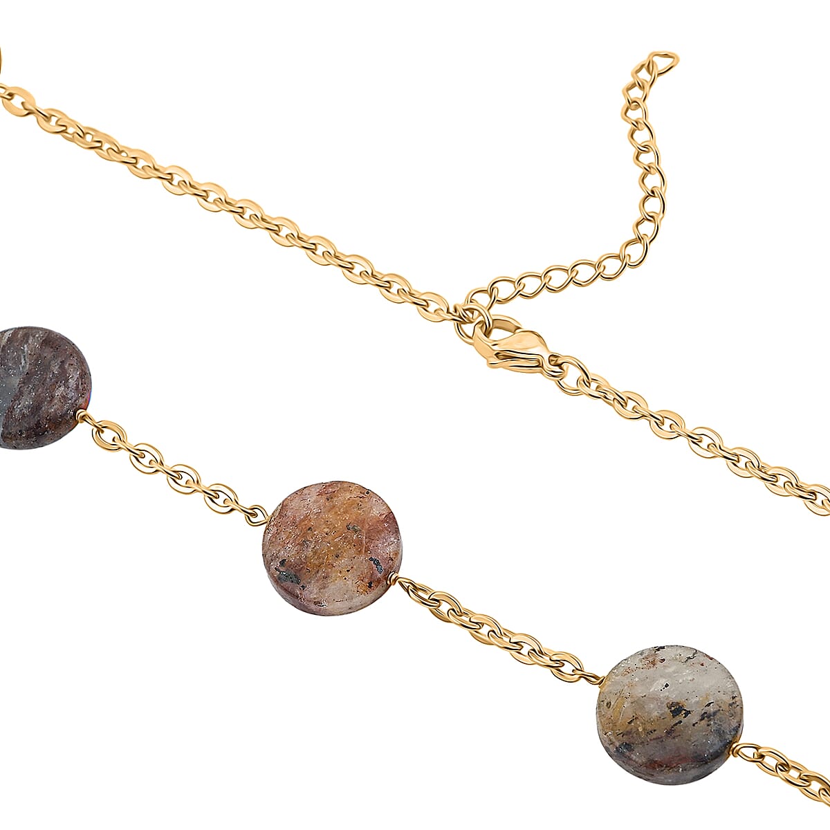 EverTrue Multi Agate 105.00 ctw Beaded Necklace (24-26 Inches) in ION Plated YG Stainless Steel image number 3