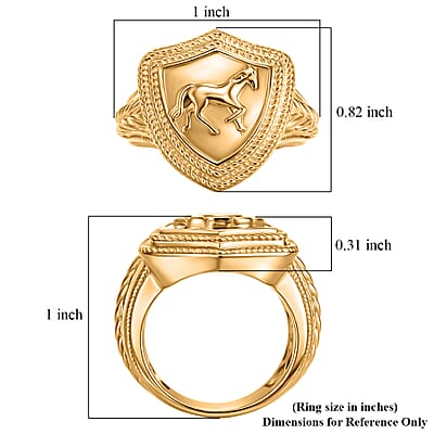 EverTrue Bronzella Collection Horse Shield Ring in 18K YG Plated Bronze (Size 5.0)