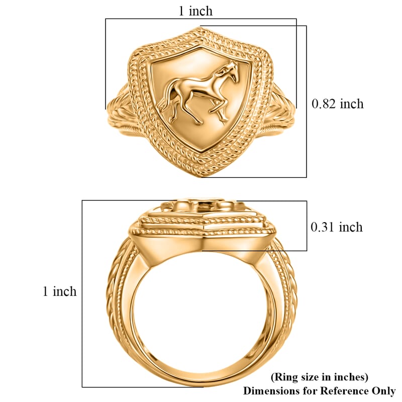 EverTrue Bronzella Collection Horse Shield Ring in 18K YG Plated Bronze (Size 5.0)