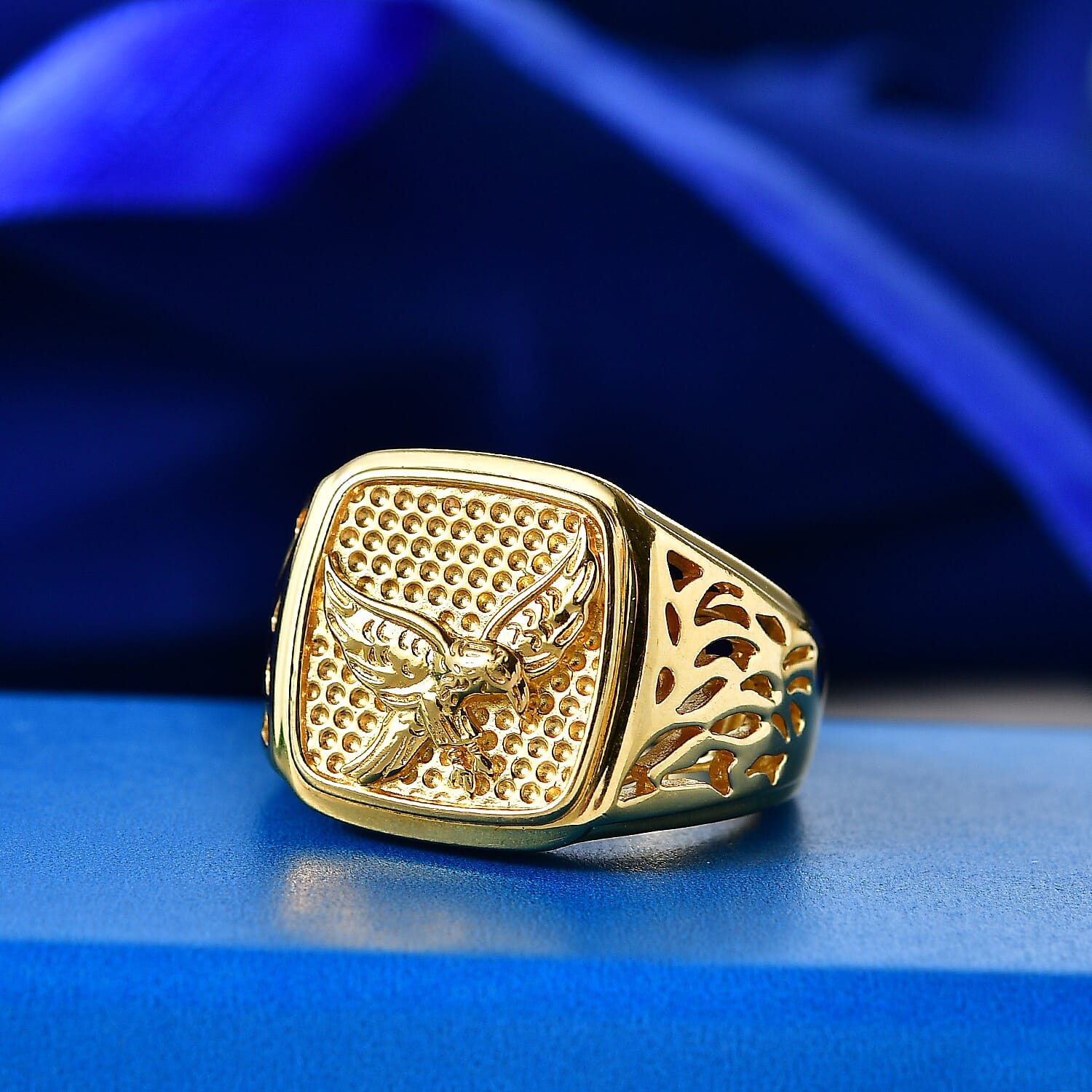 EverTrue Bronzella Collection Eagle Crest Men's Ring in 18K Yellow Gold Plated Bronze (Size 11.0)
