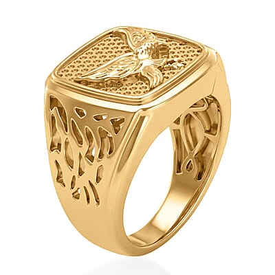 EverTrue Bronzella Collection Eagle Crest Men's Ring in 18K Yellow Gold Plated Bronze (Size 11.0)