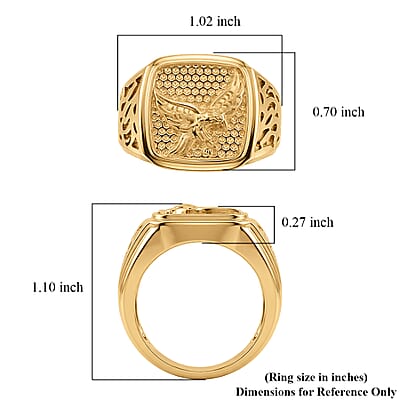 EverTrue Bronzella Collection Eagle Crest Men's Ring in 18K Yellow Gold Plated Bronze (Size 11.0)