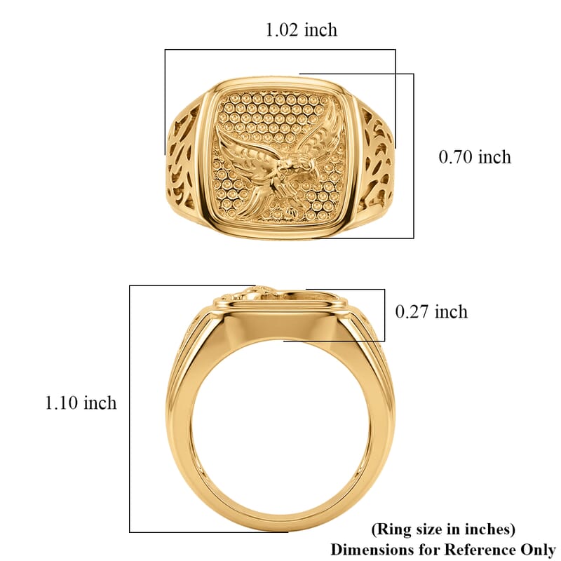 EverTrue Bronzella Collection Eagle Crest Men's Ring in 18K Yellow Gold Plated Bronze (Size 13.0)