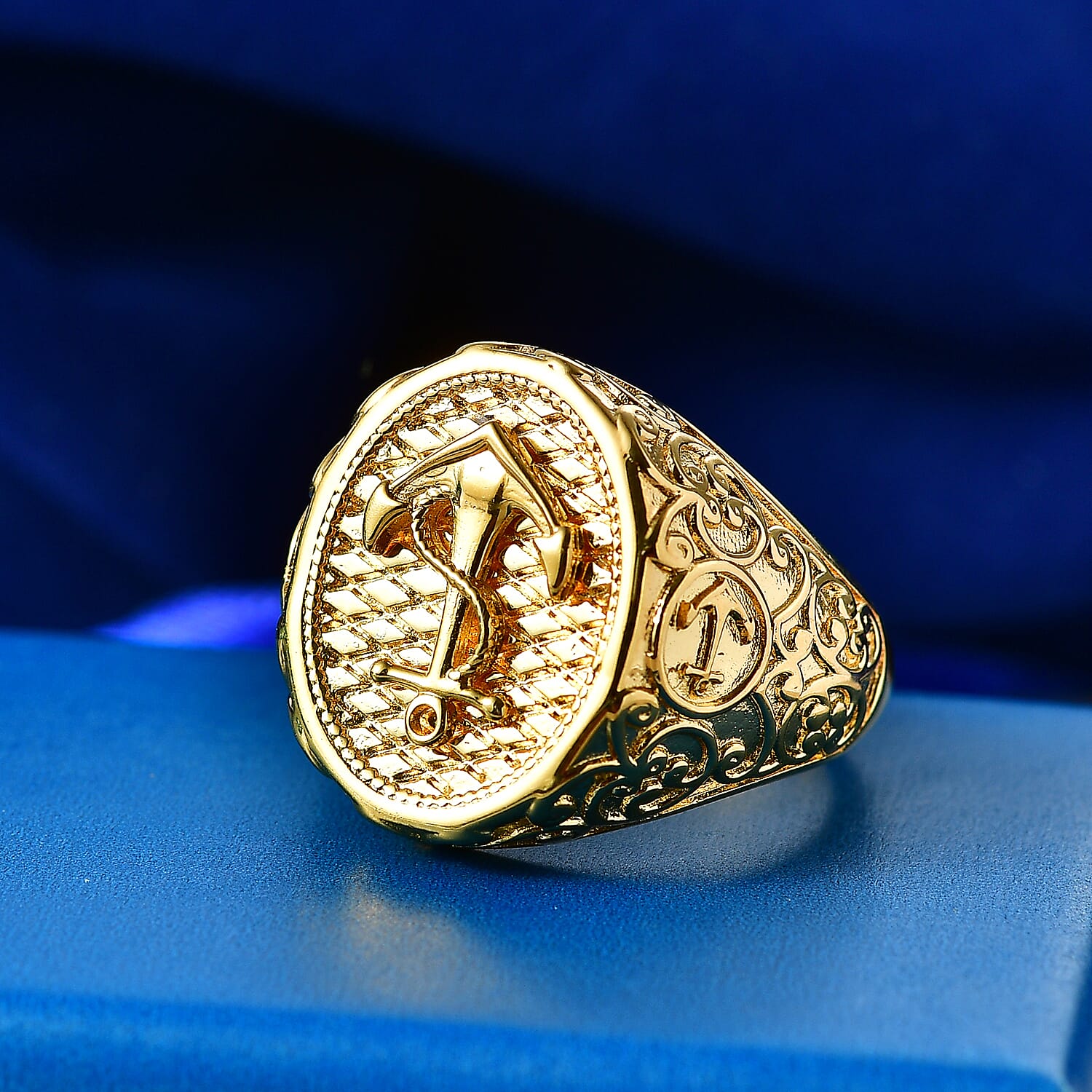 EverTrue Bronzella Collection Mariner’s Legacy Anchor Signet Men's Ring in 18K YG Plated Bronze (Size 10.0)