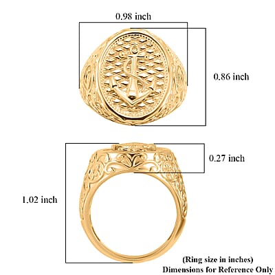 EverTrue Bronzella Collection Anchor Men's Ring in 18K YG Plated Bronze (Size 9.0)