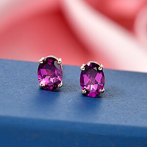 Luxoro AAA Radiant Ember Garnet 1.75 ctw Solitaire Stud Earrings in 10K Yellow Gold