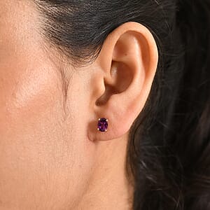 Luxoro AAA Radiant Ember Garnet 1.75 ctw Solitaire Stud Earrings in 10K Yellow Gold