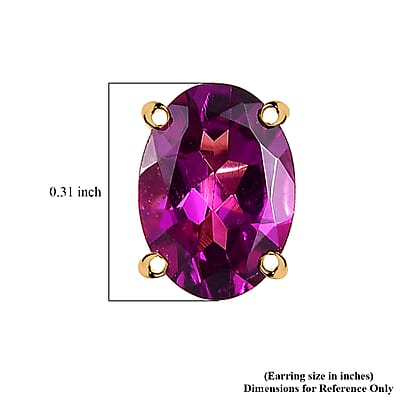 Luxoro AAA Radiant Ember Garnet 1.75 ctw Solitaire Stud Earrings in 10K Yellow Gold
