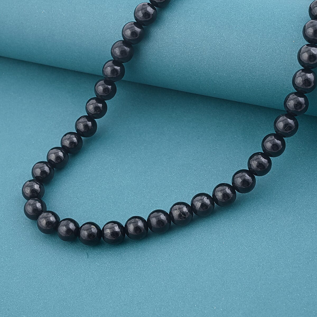EverTrue Shungite 310.00 ctw Beaded Necklace in Platinum Bond 20 Inches image number 1