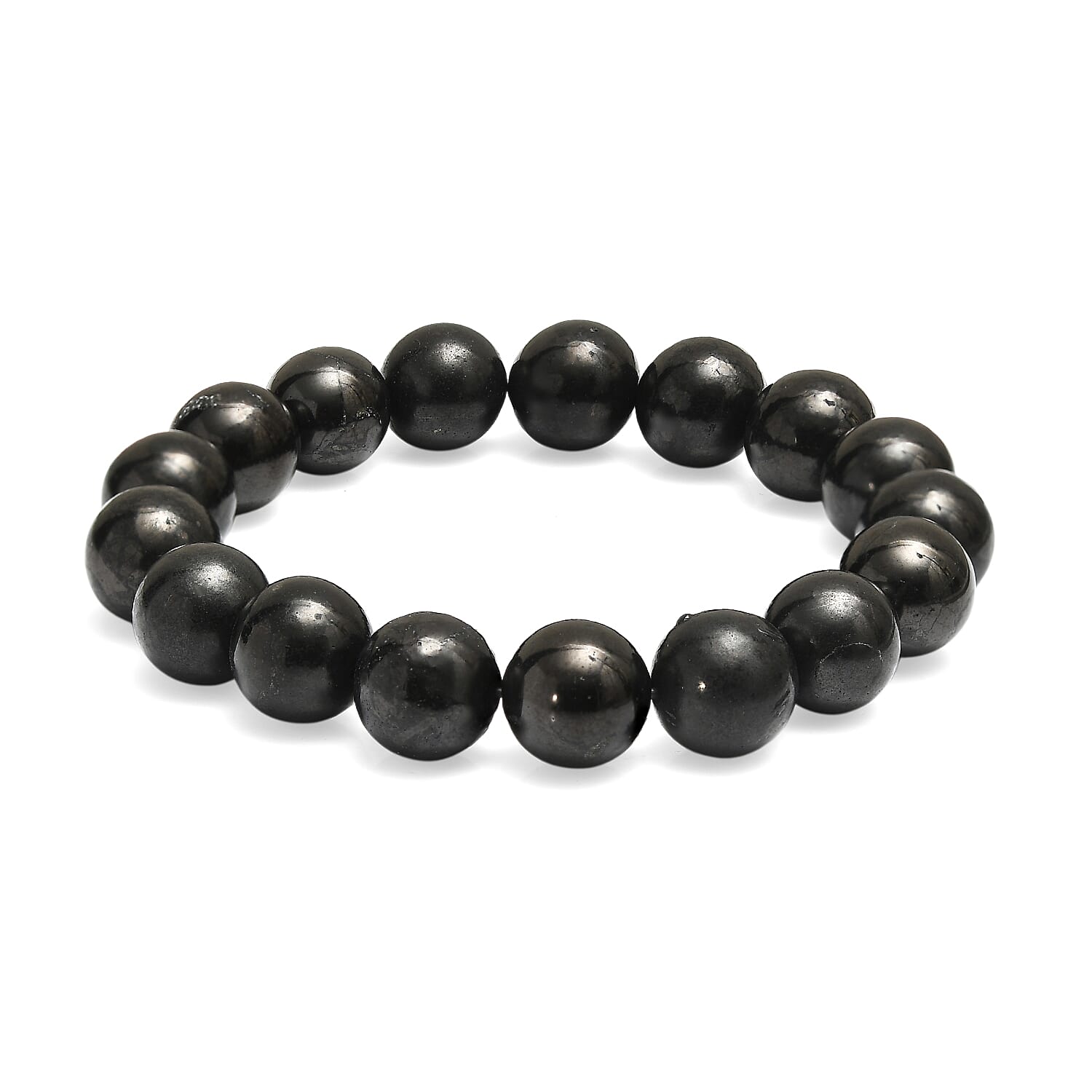 Shungite 188.00 ctw Beaded Stretch Bracelet