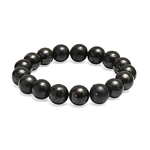 Shungite 188.00 ctw Beaded Stretch Bracelet