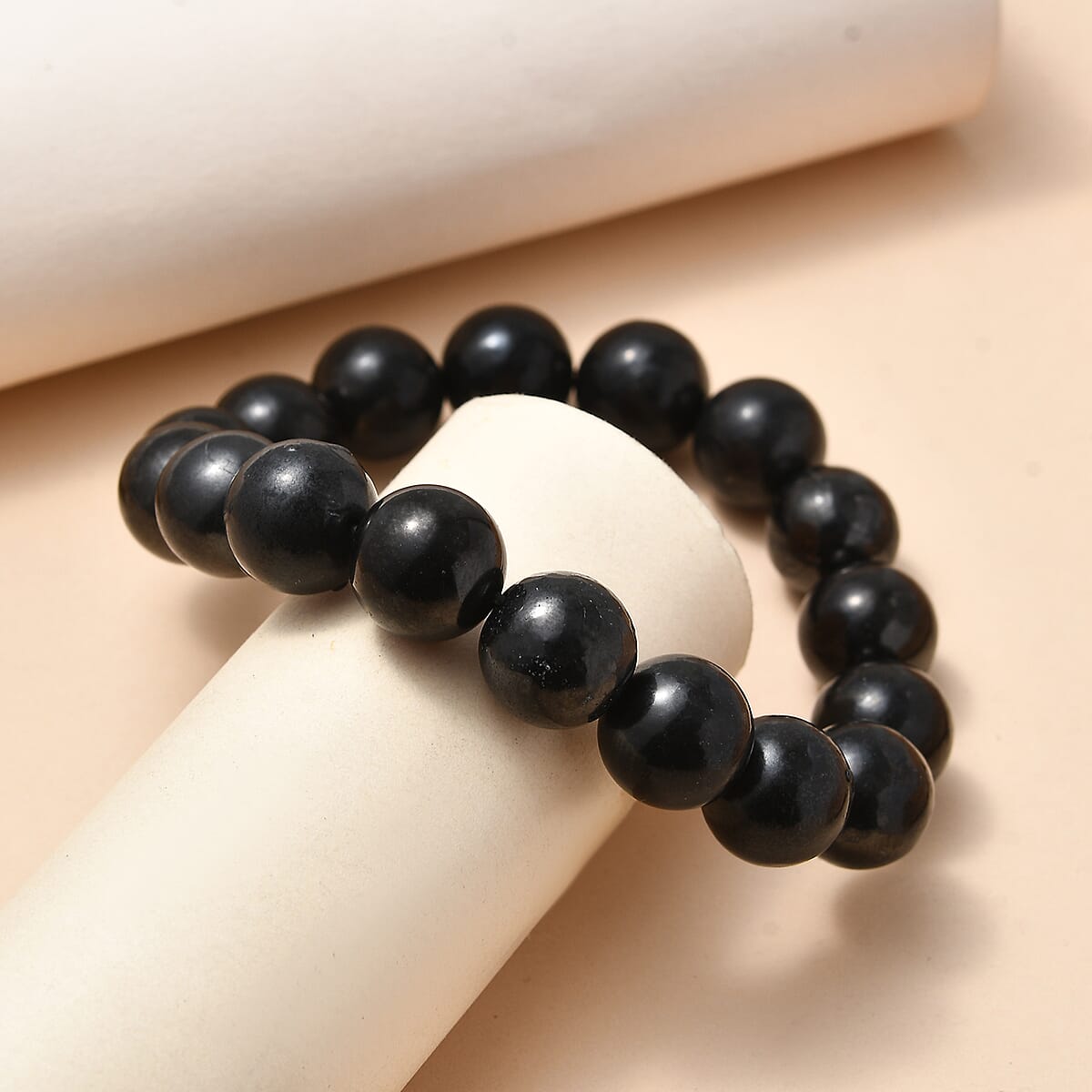 Shungite 188.00 ctw Beaded Stretch Bracelet image number 1