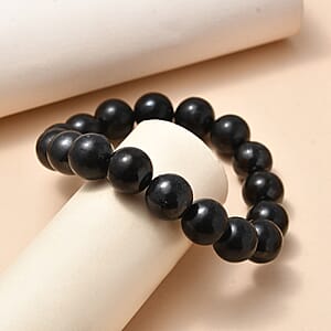 Shungite 188.00 ctw Beaded Stretch Bracelet