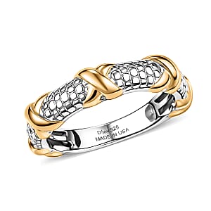 D'Joy Fancy Ring in 18K Vermeil YG and Rhodium Over Sterling Silver (Size 8.0) 3.85 Grams