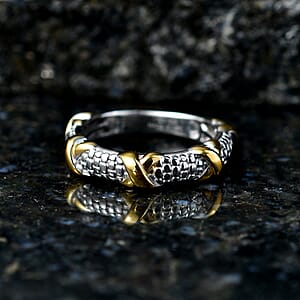 D'Joy Fancy Ring in 18K Vermeil YG and Rhodium Over Sterling Silver (Size 8.0) 3.85 Grams