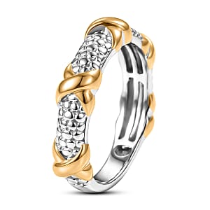 D'Joy Fancy Ring in 18K Vermeil YG and Rhodium Over Sterling Silver (Size 8.0) 3.85 Grams