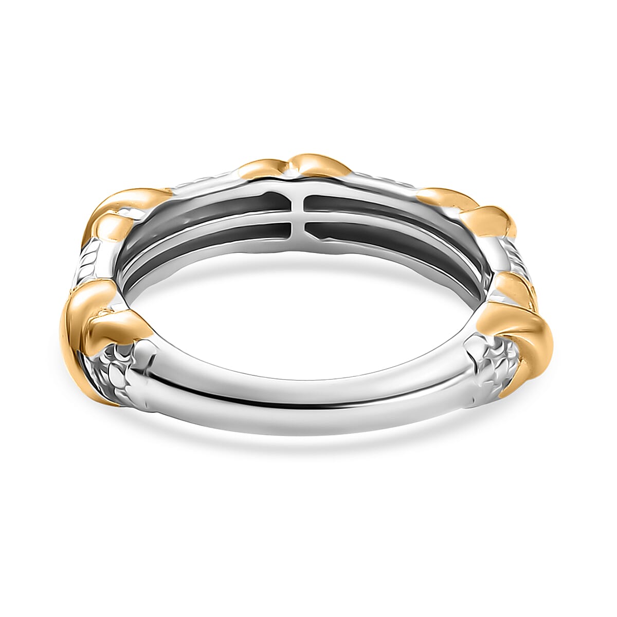 D'Joy Fancy Ring in 18K Vermeil YG and Rhodium Over Sterling Silver (Size 8.0) 3.85 Grams image number 4