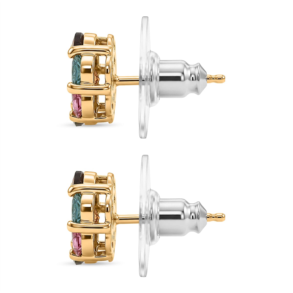 D'Joy Premium Multi-Tourmaline 2.10 ctw Earrings in 18K Vermeil Yellow Gold Over Sterling Silver image number 3