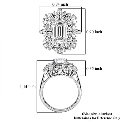 D'Joy Moissanite 5.35 ctw Plumeria Flower Ring in Rhodium Over Sterling Silver (Size 10.0)