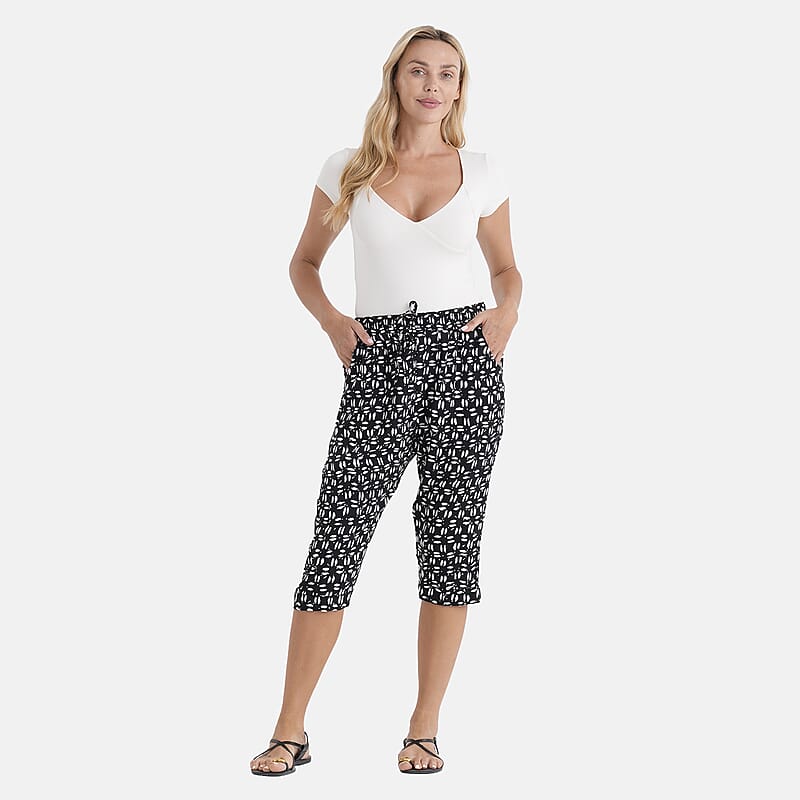 La Marey Black Woven Printed Jogger - One Size Missy