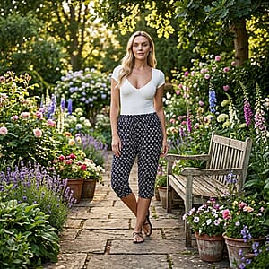 La Marey Black Woven Printed Jogger - One Size Plus