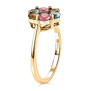 D'Joy Premium Multi Tourmaline Ring in 18K Vermeil YG Over Sterling Silver (Size 10.0) 1.60 ctw
