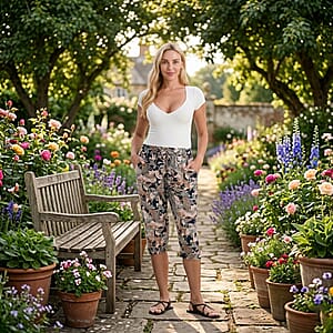 La Marey Navy Woven Printed Jogger - One Size Plus