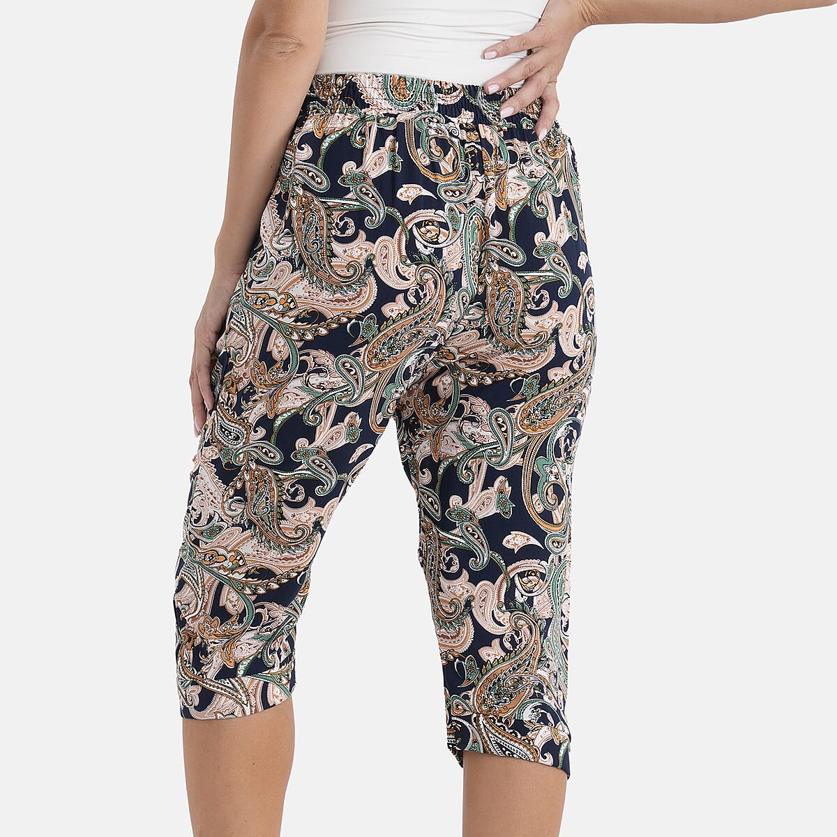 La Marey Navy Woven Printed Jogger - One Size Plus image number 2