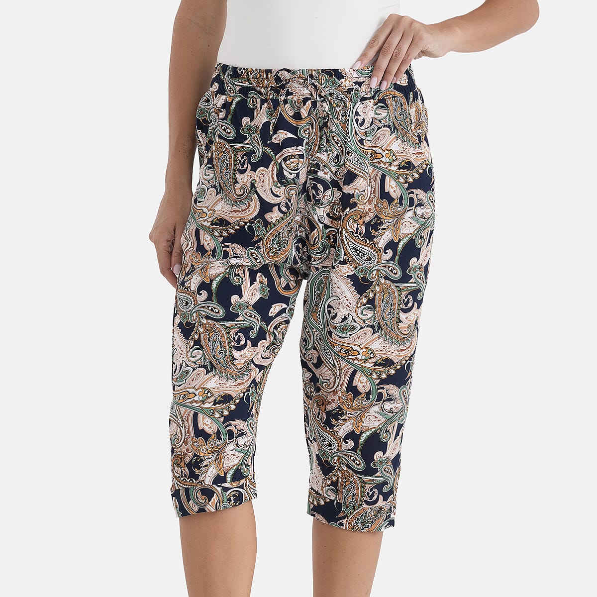 La Marey Navy Woven Printed Jogger - One Size Plus image number 3