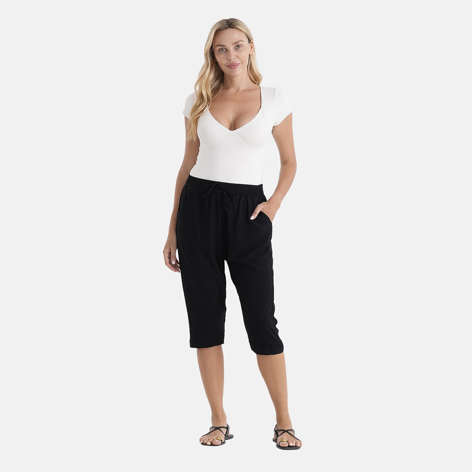 La Marey Black Woven Printed Jogger - One Size Missy