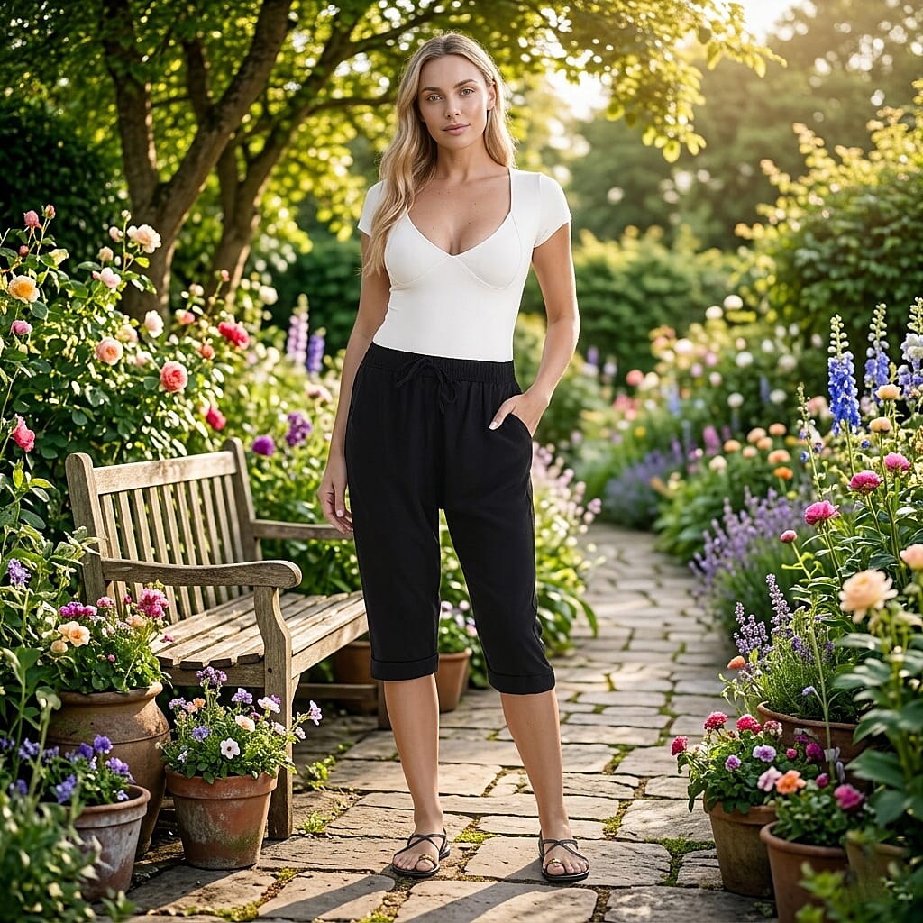 La Marey Black Woven Printed Jogger - One Size Missy