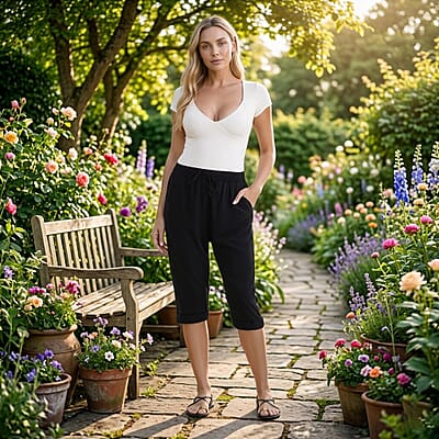 La Marey Black Woven Printed Jogger - One Size Missy