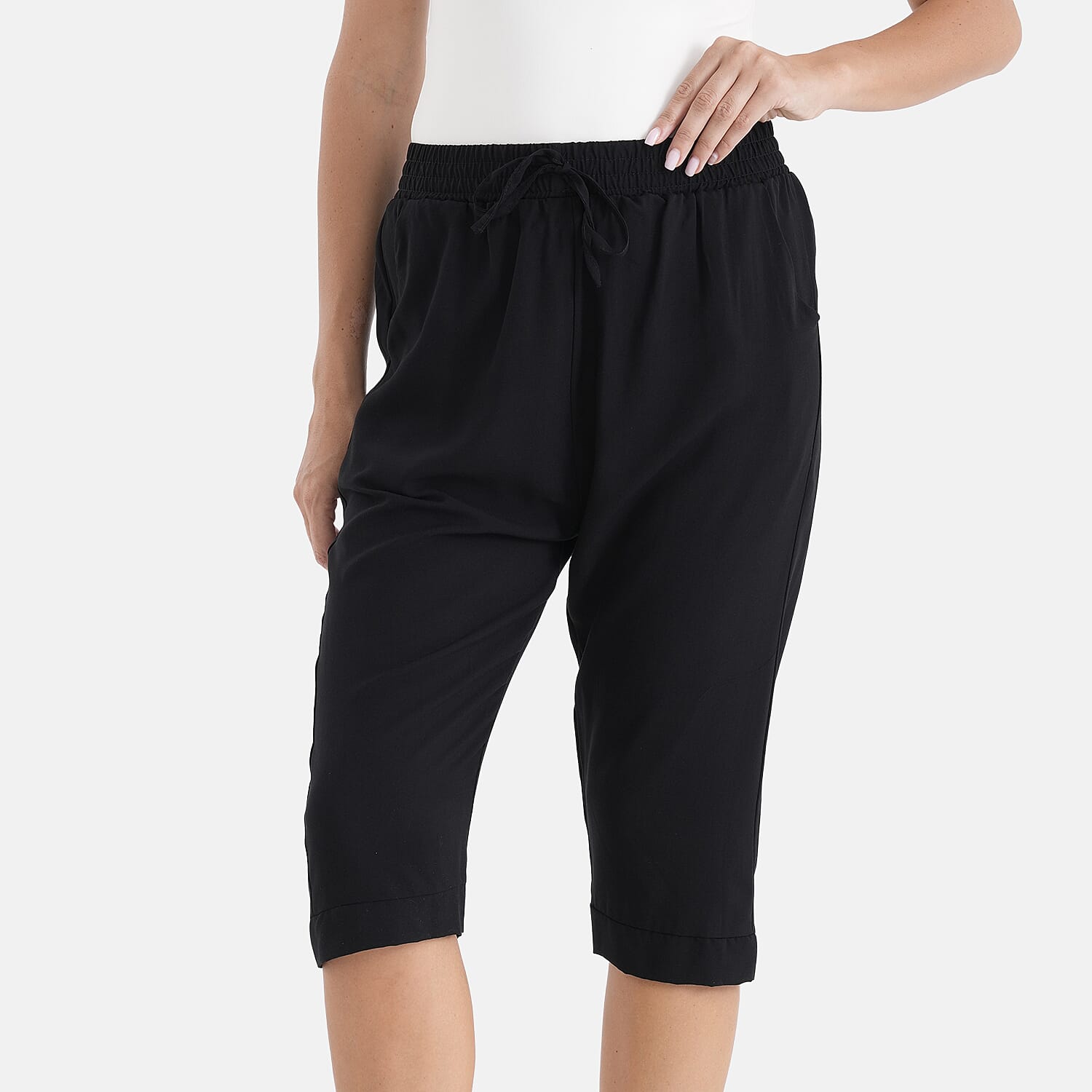 La Marey Black Woven Printed Jogger - One Size Missy