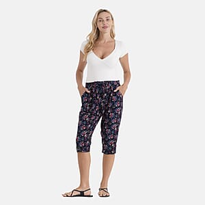 La Marey Black Teal Woven Printed Jogger - One Size Missy