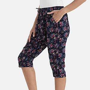 La Marey Black Teal Woven Printed Jogger - One Size Missy