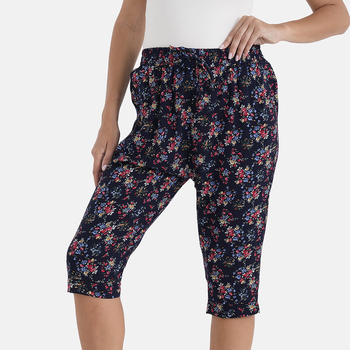 La Marey Black Teal Woven Printed Jogger - One Size Missy image number 4