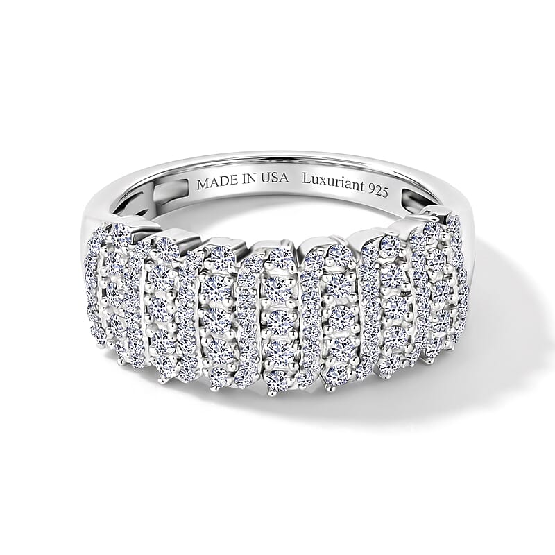 Luxuriant Lab Grown Diamond G-H SI 0.50 ctw Endless Light Flow Band Ring in Rhodium Over Sterling Silver (Size 10.0)