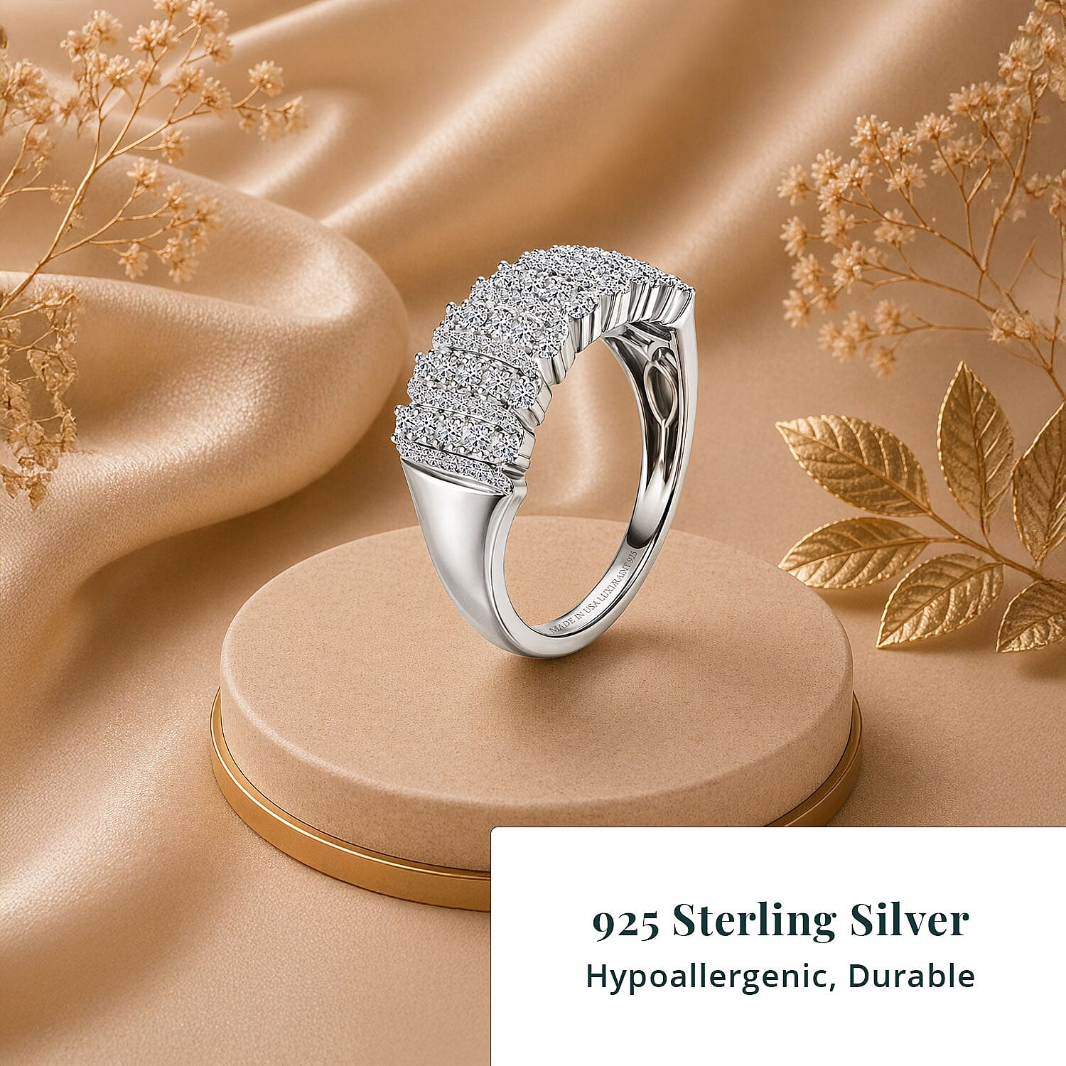 Luxuriant Lab Grown Diamond G-H SI 0.50 ctw Endless Light Flow Band Ring in Rhodium Over Sterling Silver (Size 10.0)