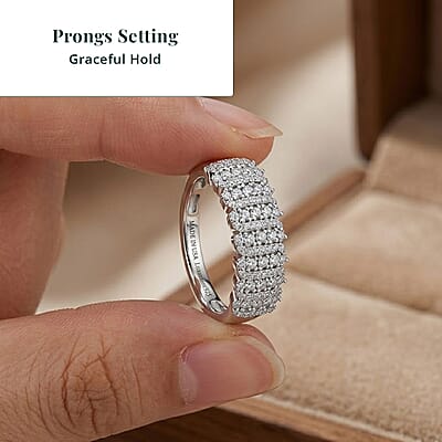 Luxuriant Lab Grown Diamond G-H SI 0.50 ctw Endless Light Flow Band Ring in Rhodium Over Sterling Silver (Size 10.0)