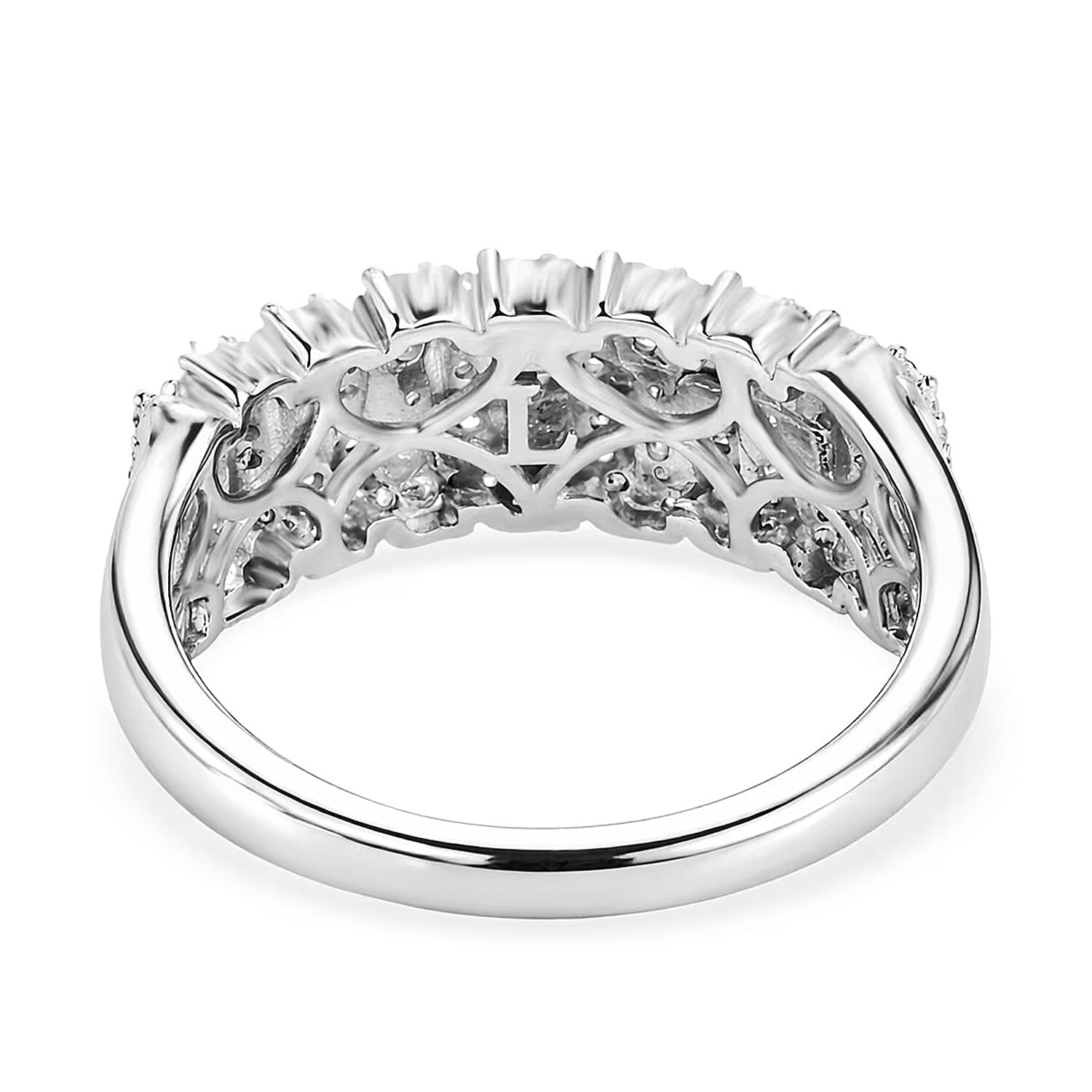 Luxuriant Lab Grown Diamond G-H SI 0.50 ctw Endless Light Flow Band Ring in Rhodium Over Sterling Silver (Size 10.0)